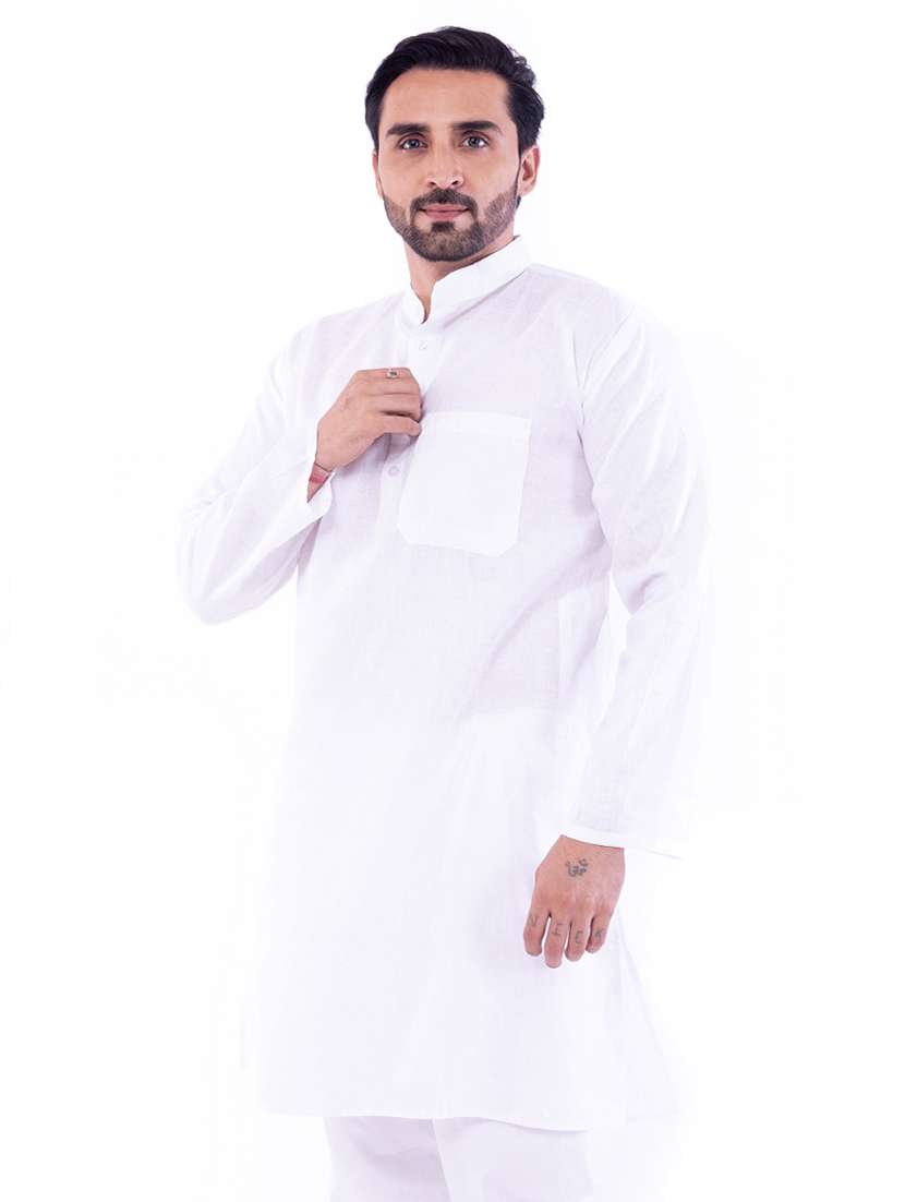 Men Pack Of 2 Solid Mandarin Neck Kurta - 22589428 -  Standard Image - 4