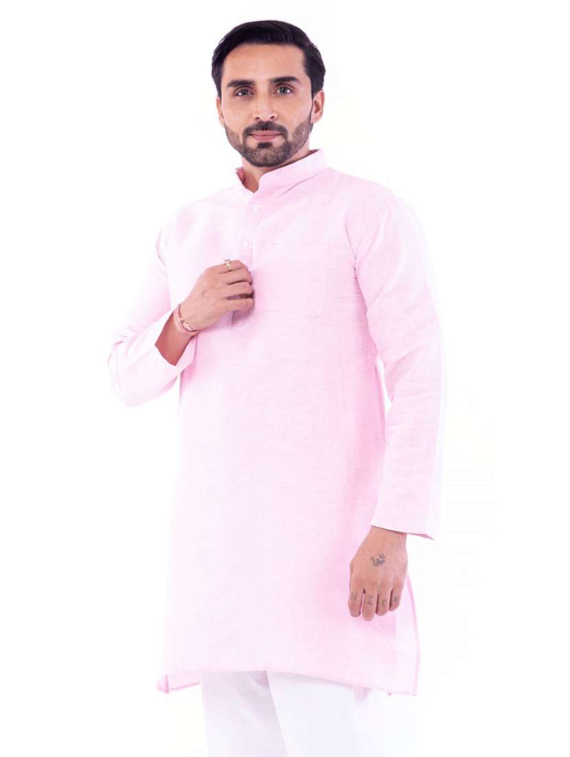 men pack of 2 solid mandarin neck kurta - 22589447 -  Standard Image - 1