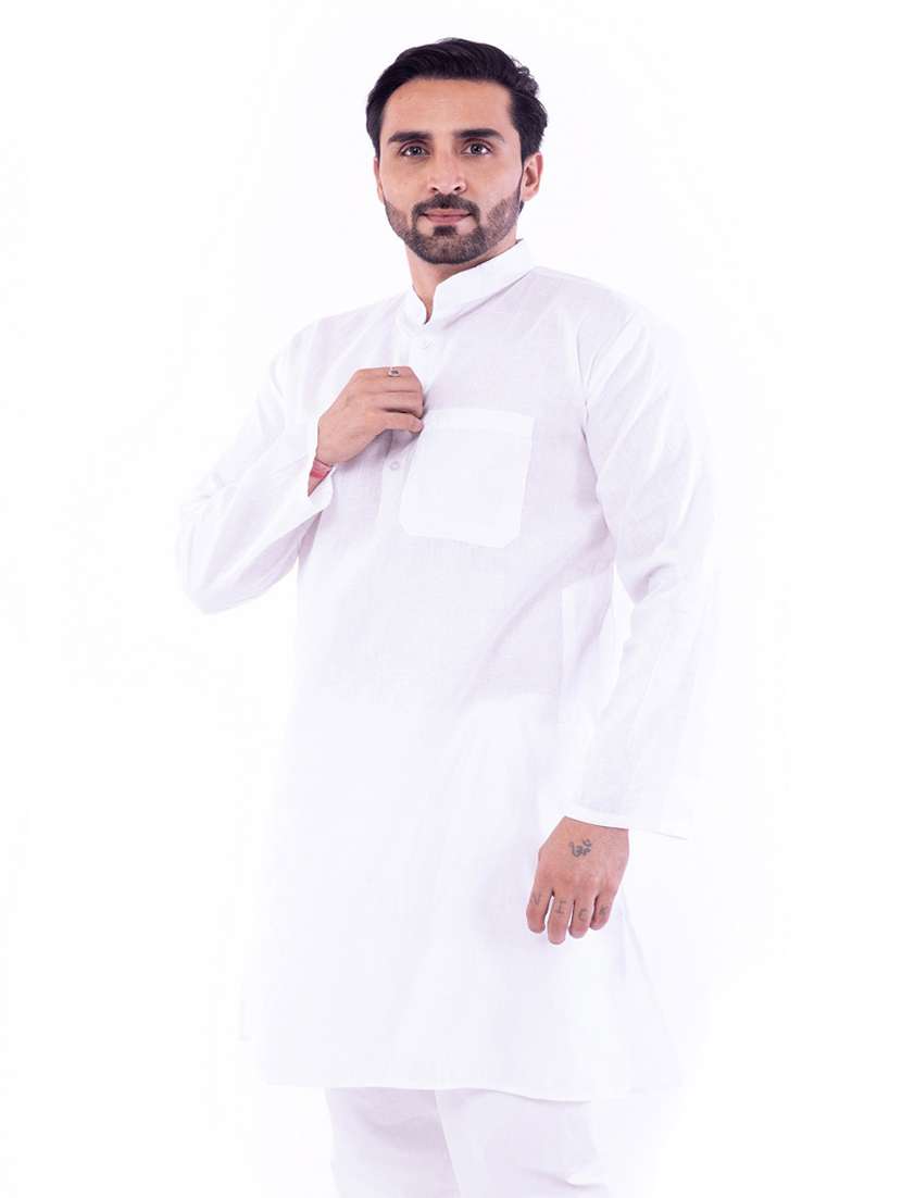 Men Pack Of 2 Solid Mandarin Neck Kurta - 22589452 -  Standard Image - 4