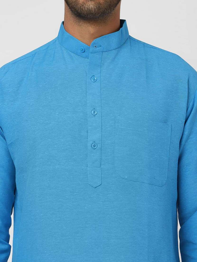 Men Solid Mandarin Neck Kurta - 22589516 -  Standard Image - 1