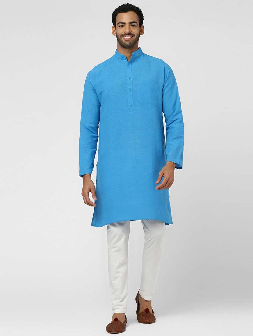 Men Solid Mandarin Neck Kurta - 22589516 -  Standard Image - 4