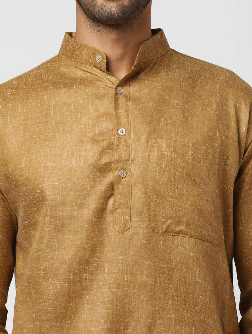 men self design mandarin neck long kurta - 22589519 -  Standard Image - 1