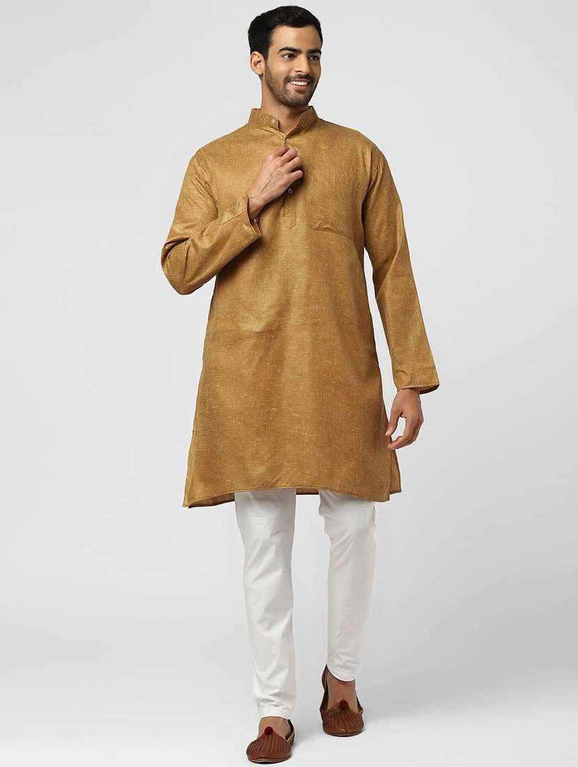men self design mandarin neck long kurta - 22589519 -  Standard Image - 4