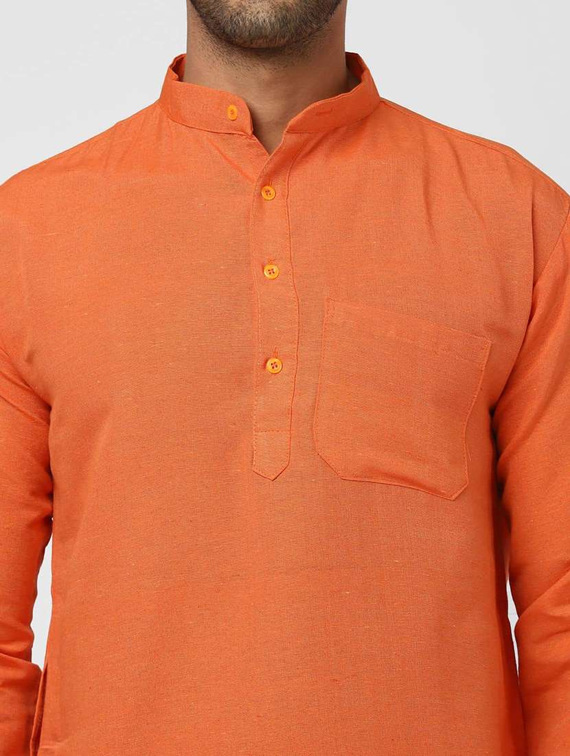 men solid mandarin neck long kurta - 22589530 -  Standard Image - 1