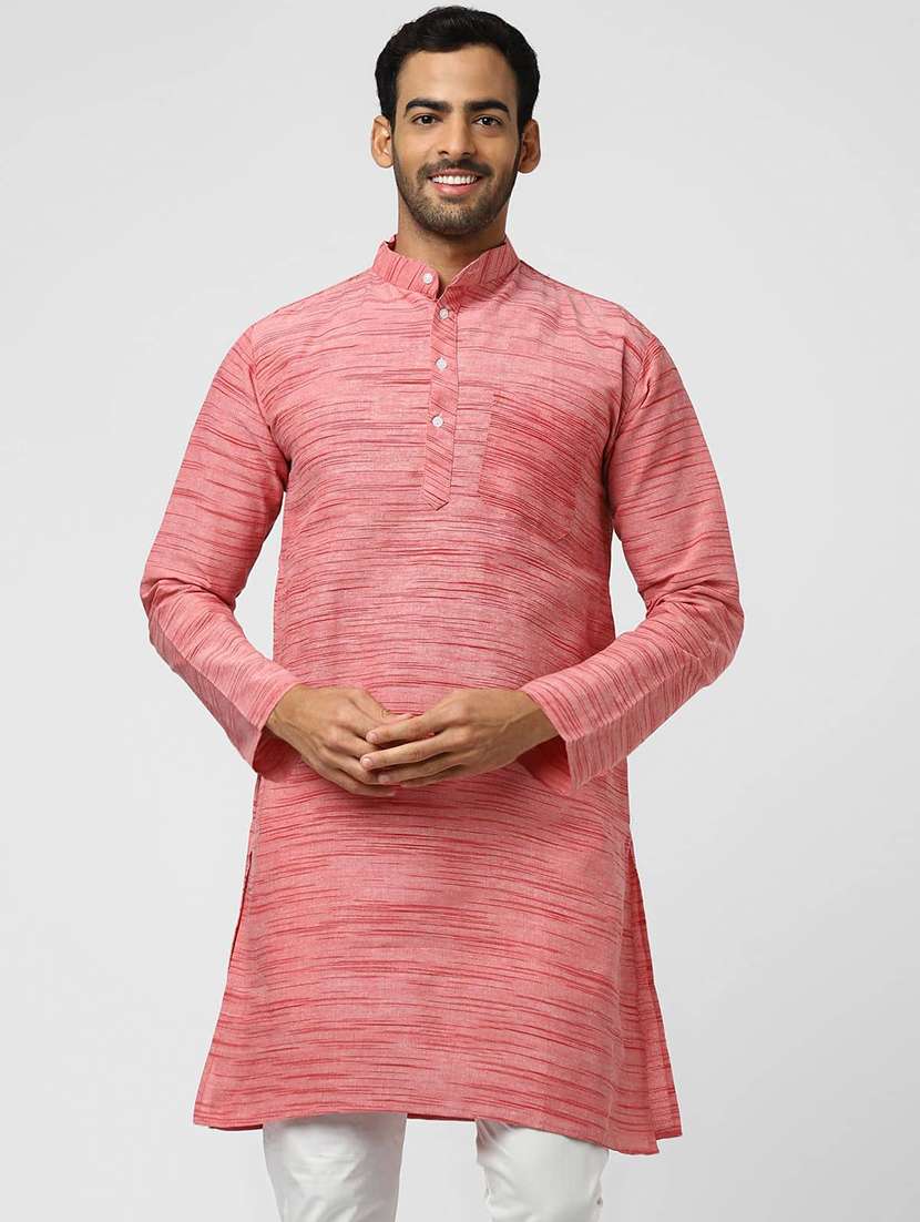 men self design mandarin neck long kurta