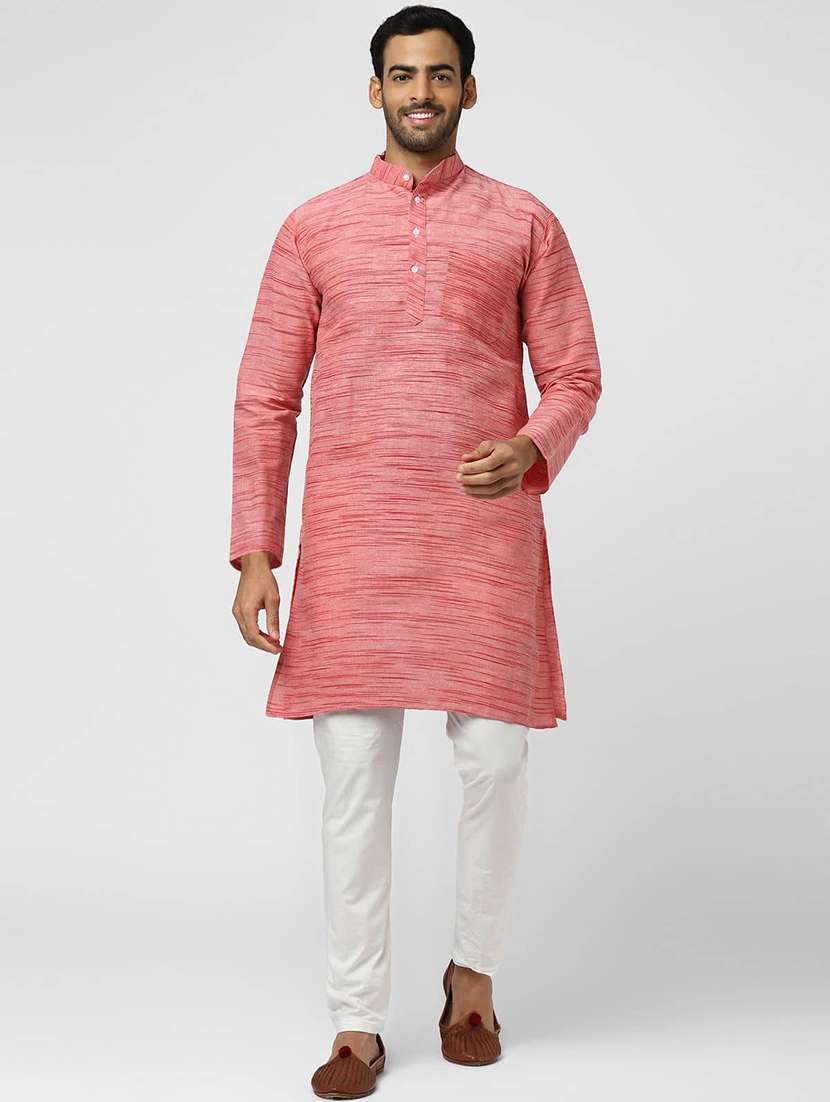 Men Self Design Mandarin Neck Long Kurta - 22589535 -  Standard Image - 4