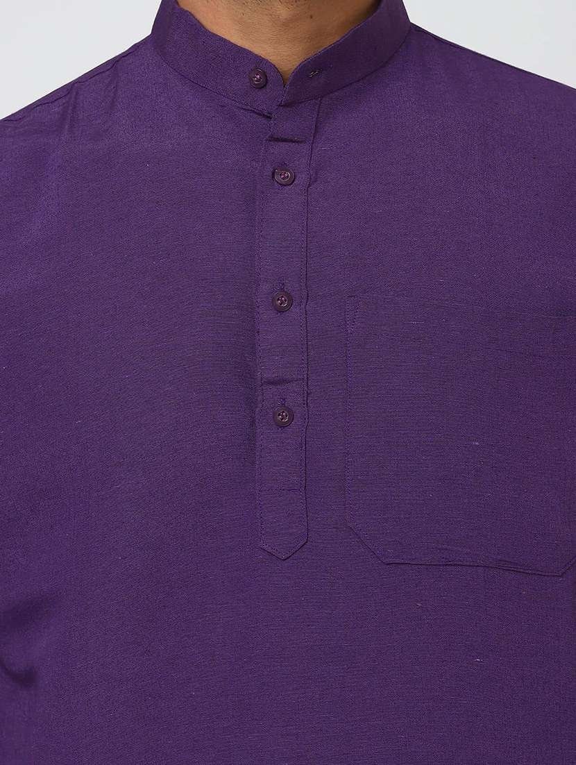 Men Solid Mandarin Neck Long Kurta - 22589538 -  Standard Image - 1