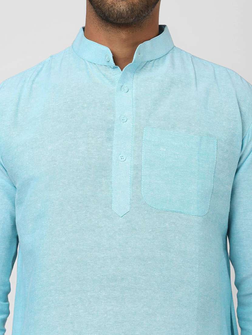 Men Solid Mandarin Neck Long Kurta - 22589544 -  Standard Image - 1