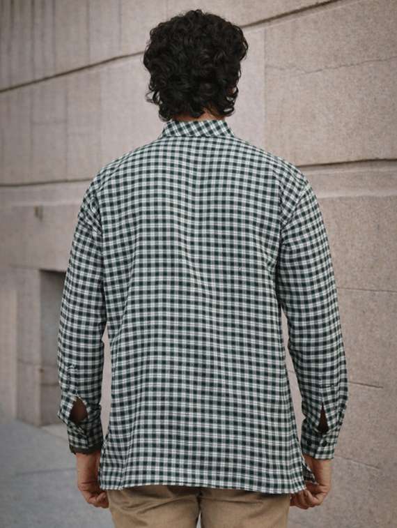 Men Checkered Mandarin Neck Short Kurta - 22589623 -  Standard Image - 1