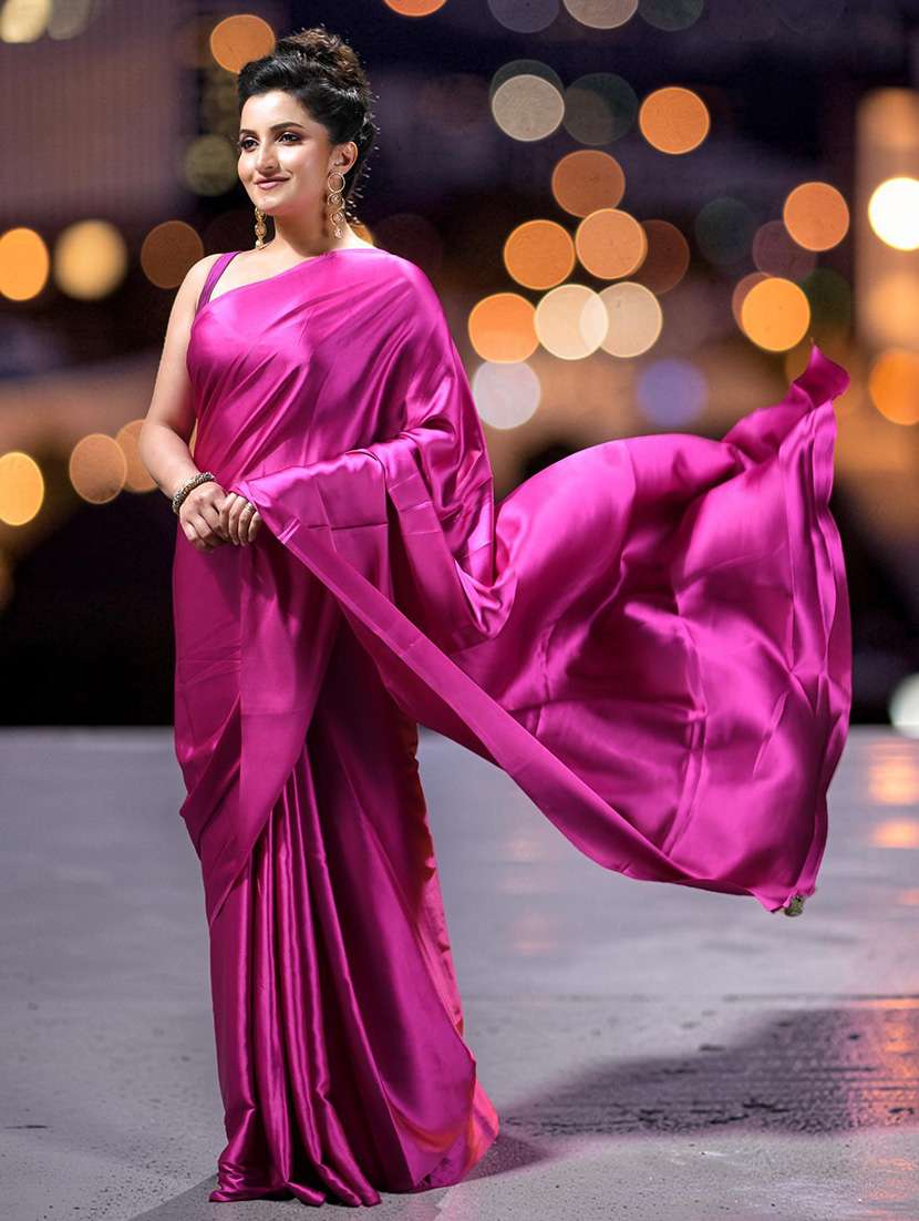 women solid plain saree - 22589667 -  Standard Image - 1