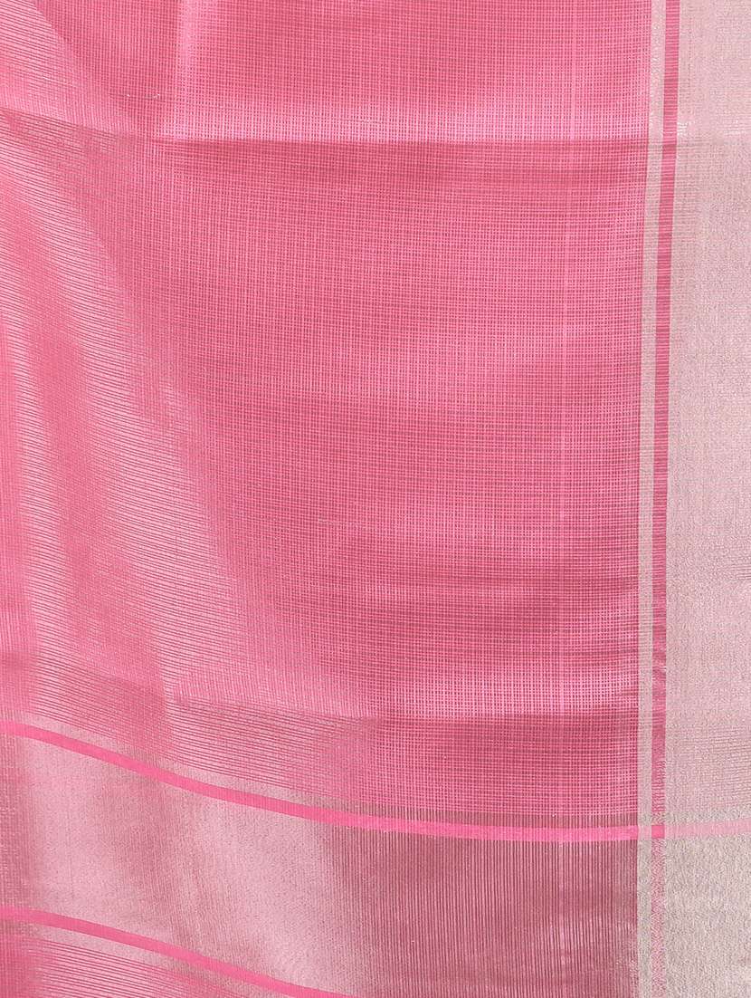 women solid with bordered handloom saree with blouse - 22589684 -  Standard Image - 4