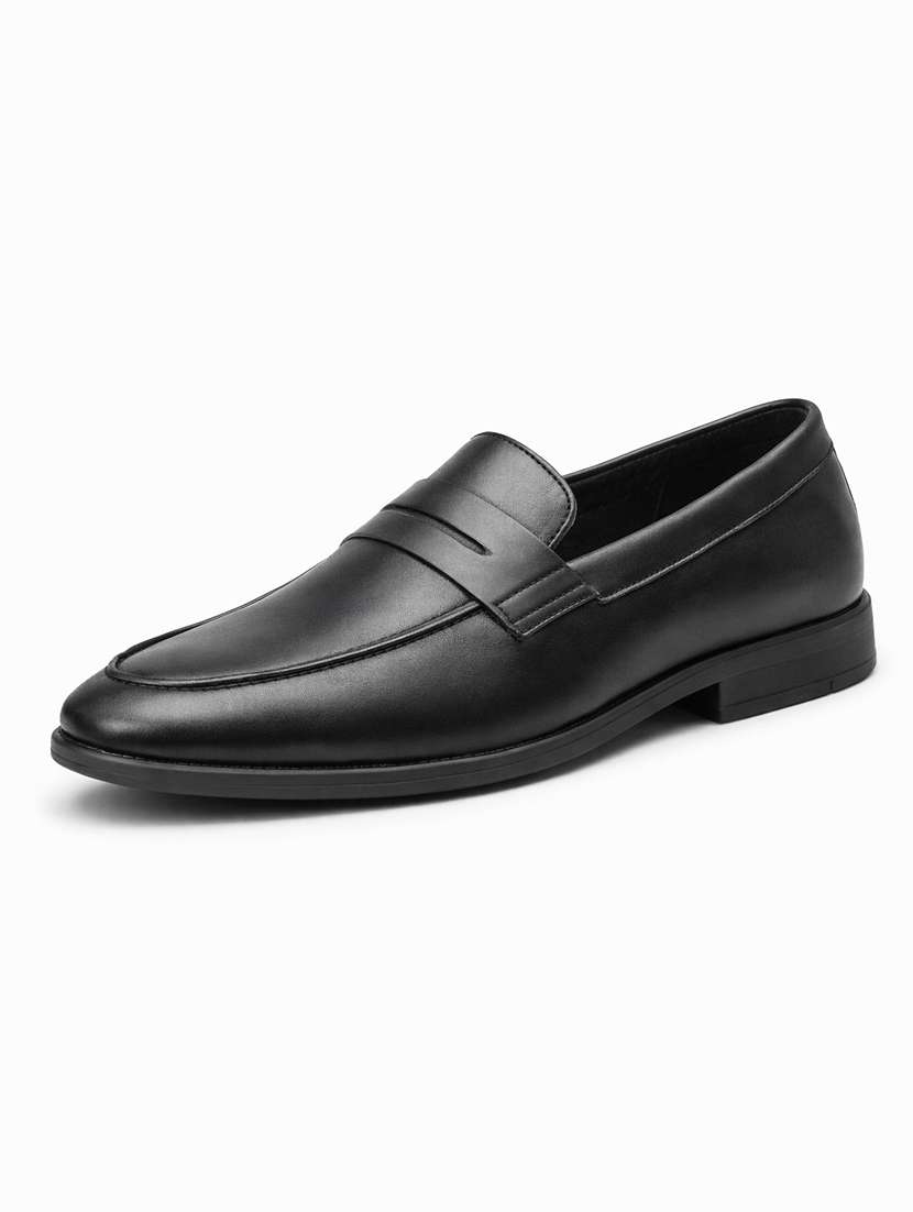 men solid slip on formal shoes