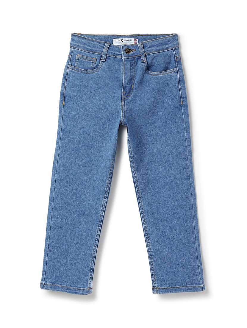 Boys Solid Mid Rise Slim Fit Jeans - 22589837 -  Standard Image - 1