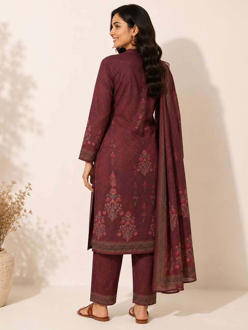 women printed long sleeves kurta pant set with dupatta - 22589861 -  Standard Image - 4