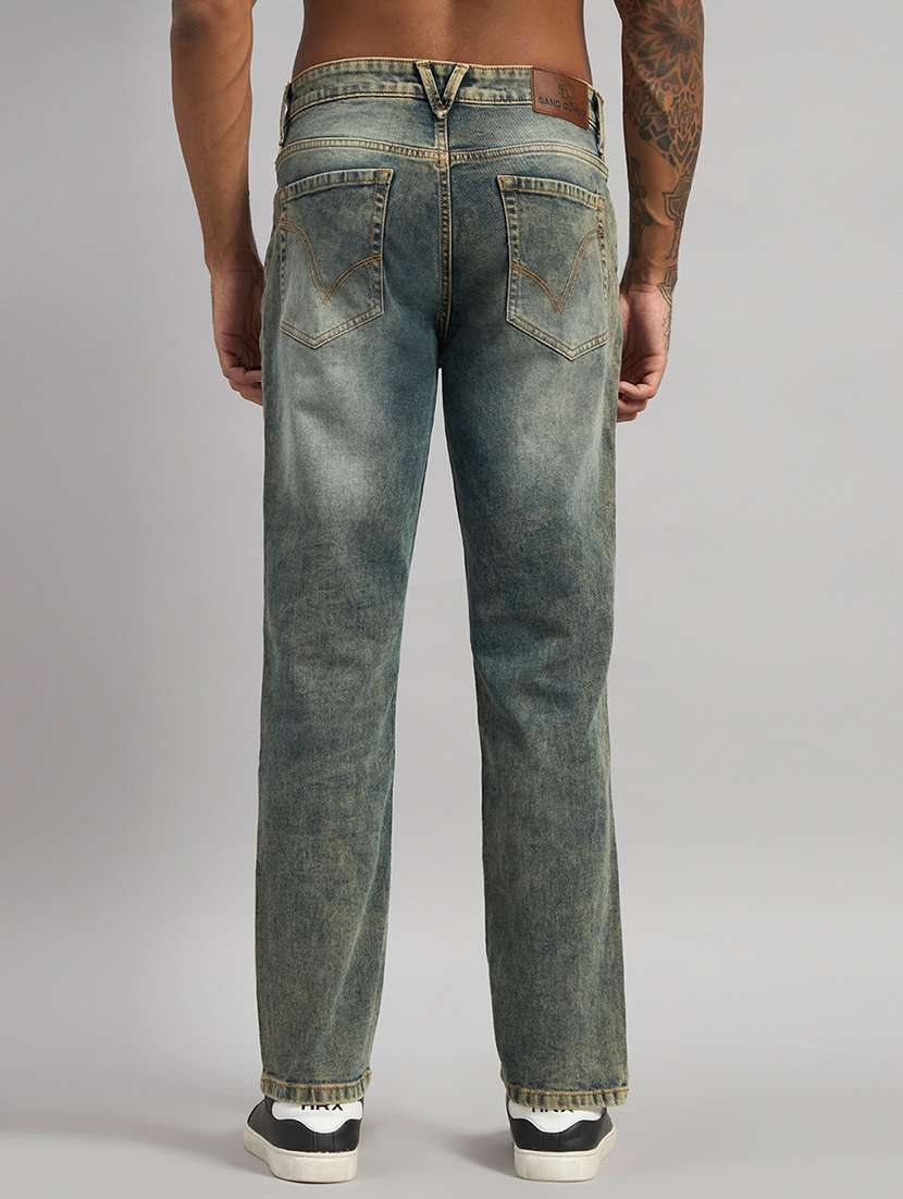 men washed mid rise full length straight jeans - 22589883 -  Standard Image - 4