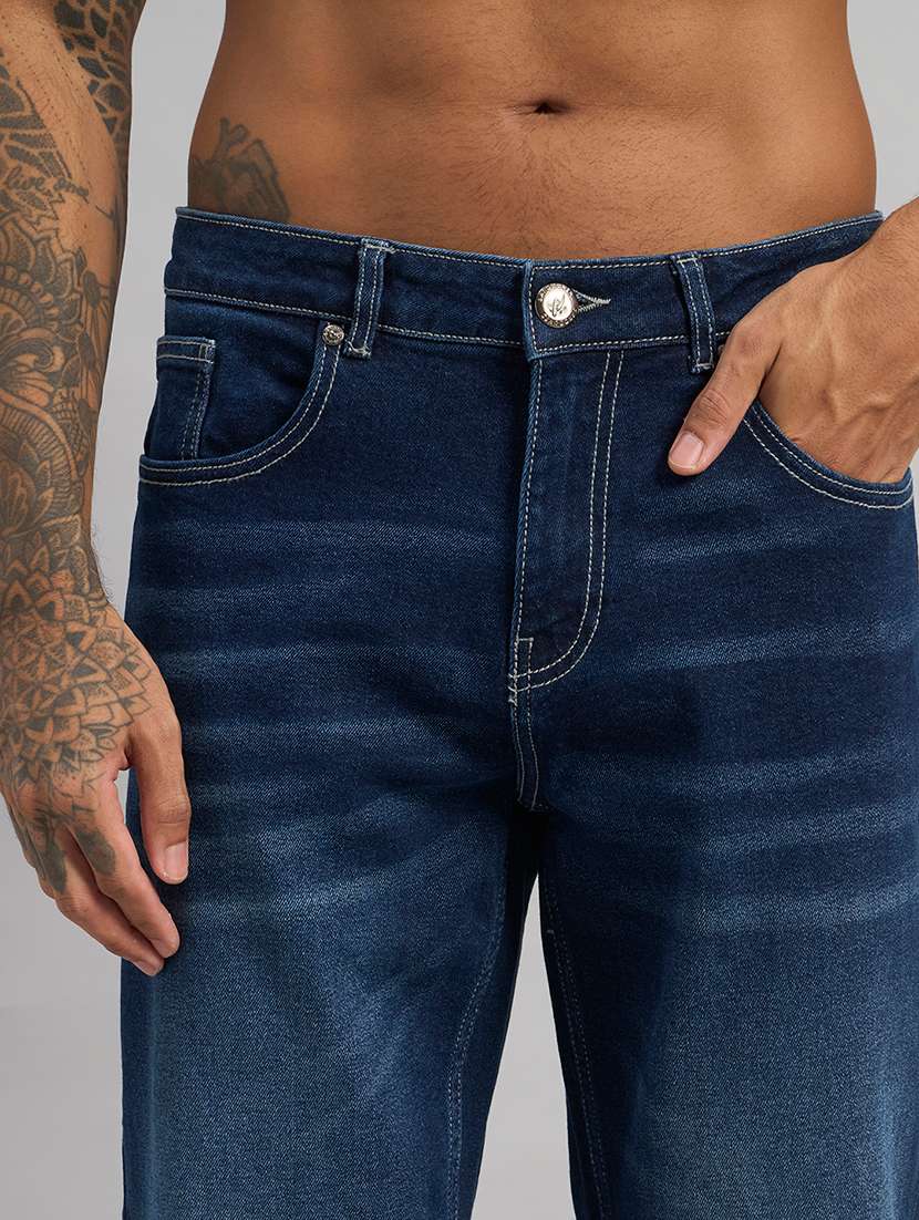 Men Washed Mid Rise Full Length Straight Jeans - 22589884 -  Standard Image - 1