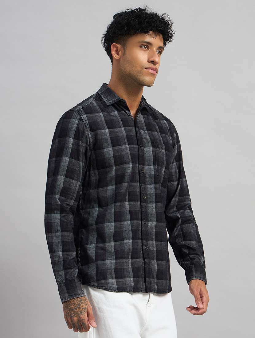 men checkered long sleeve regular fit casual shirt - 22589894 -  Standard Image - 4