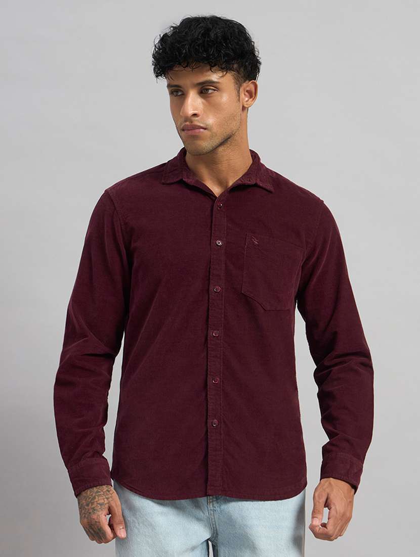 men solid long sleeve regular fit casual shirt