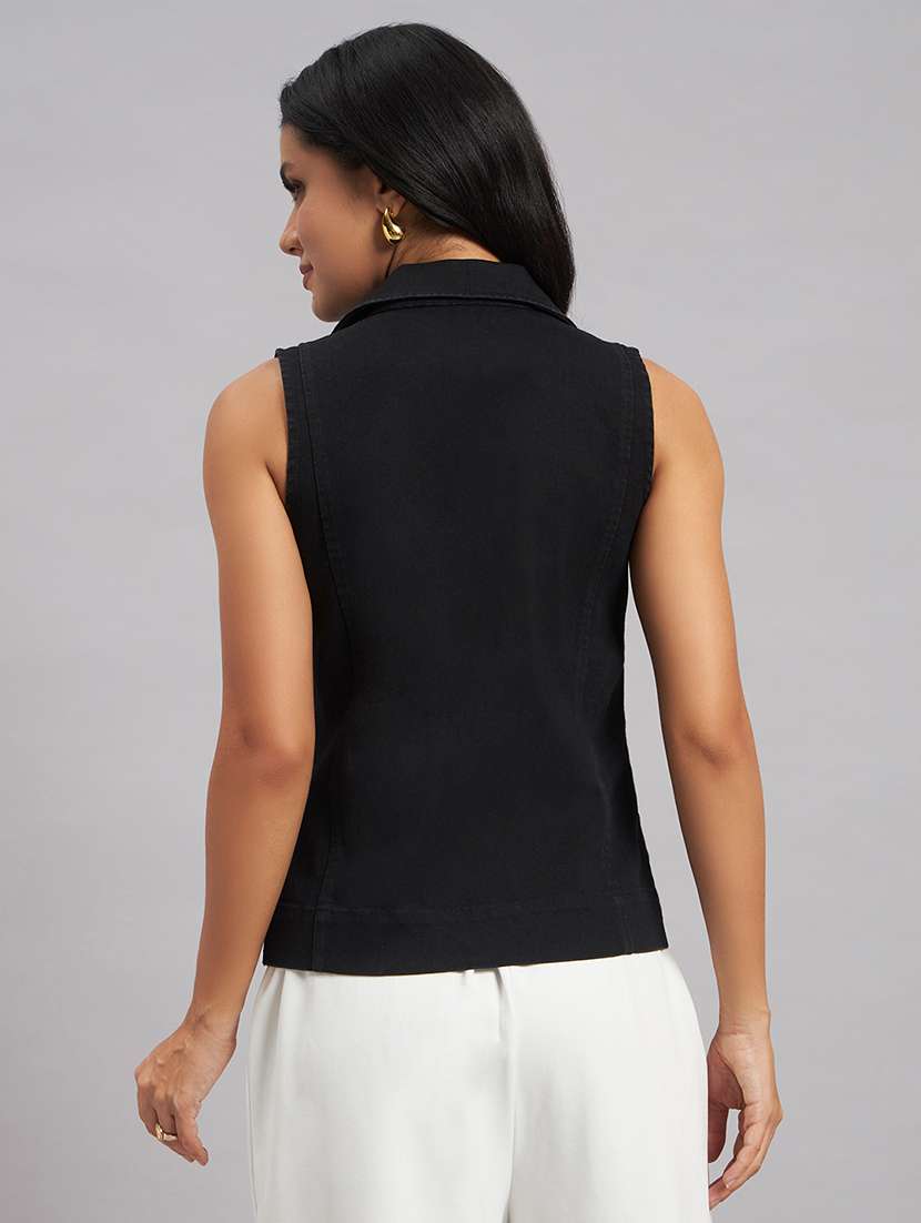 women solid sleeveless vest top - 22589946 -  Standard Image - 4