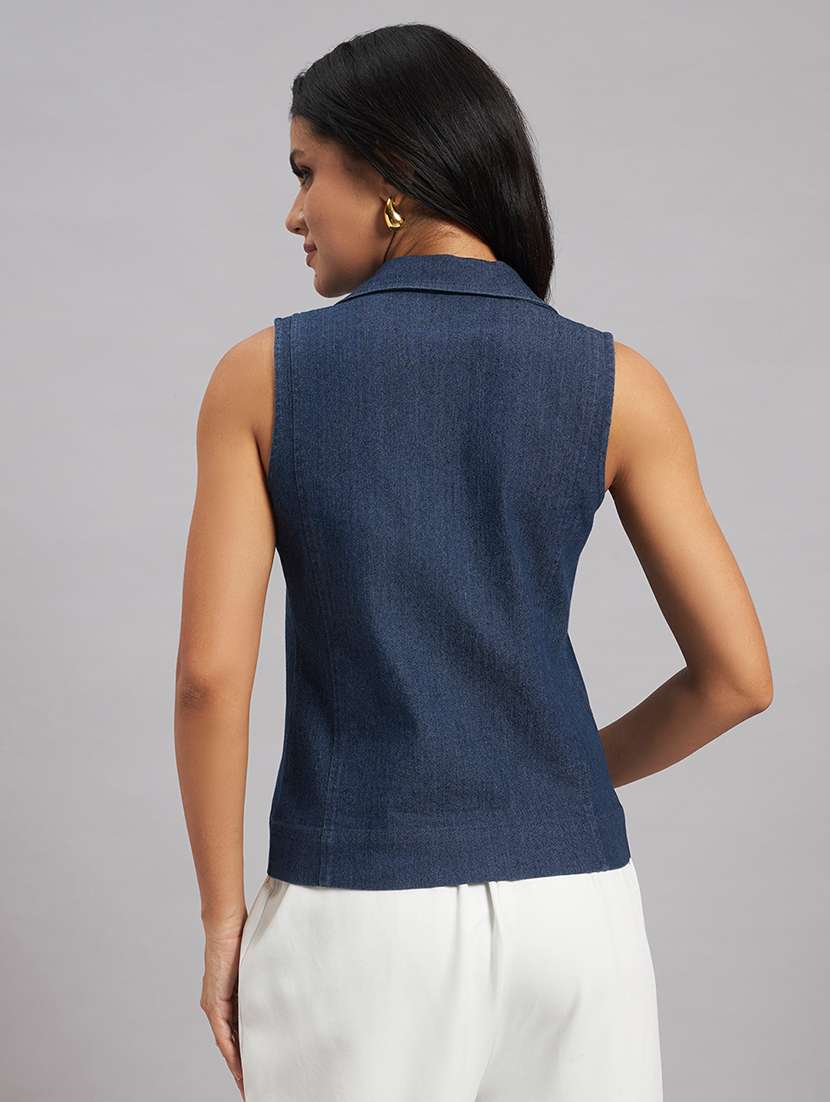 women solid sleeveless vest top - 22589947 -  Standard Image - 4