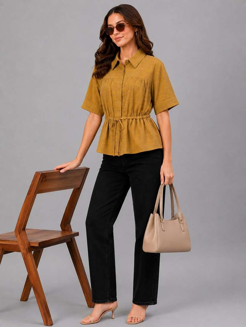 women solid short sleeves regular top - 22589965 -  Standard Image - 4