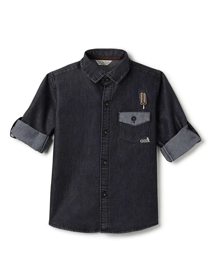 Boys Embroidered Long Sleeves Regular Fit Shirt - 22589971 -  Standard Image - 1