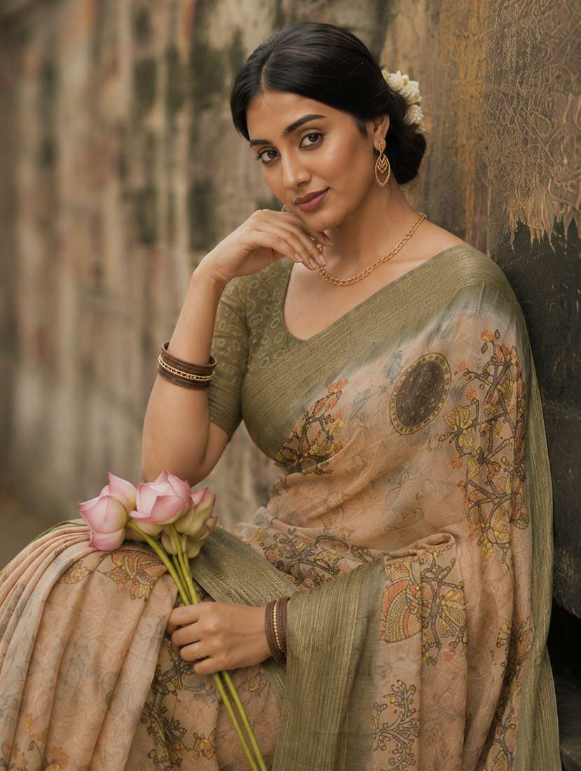 women printed casual wear saree with blouse - 22590008 -  Standard Image - 1