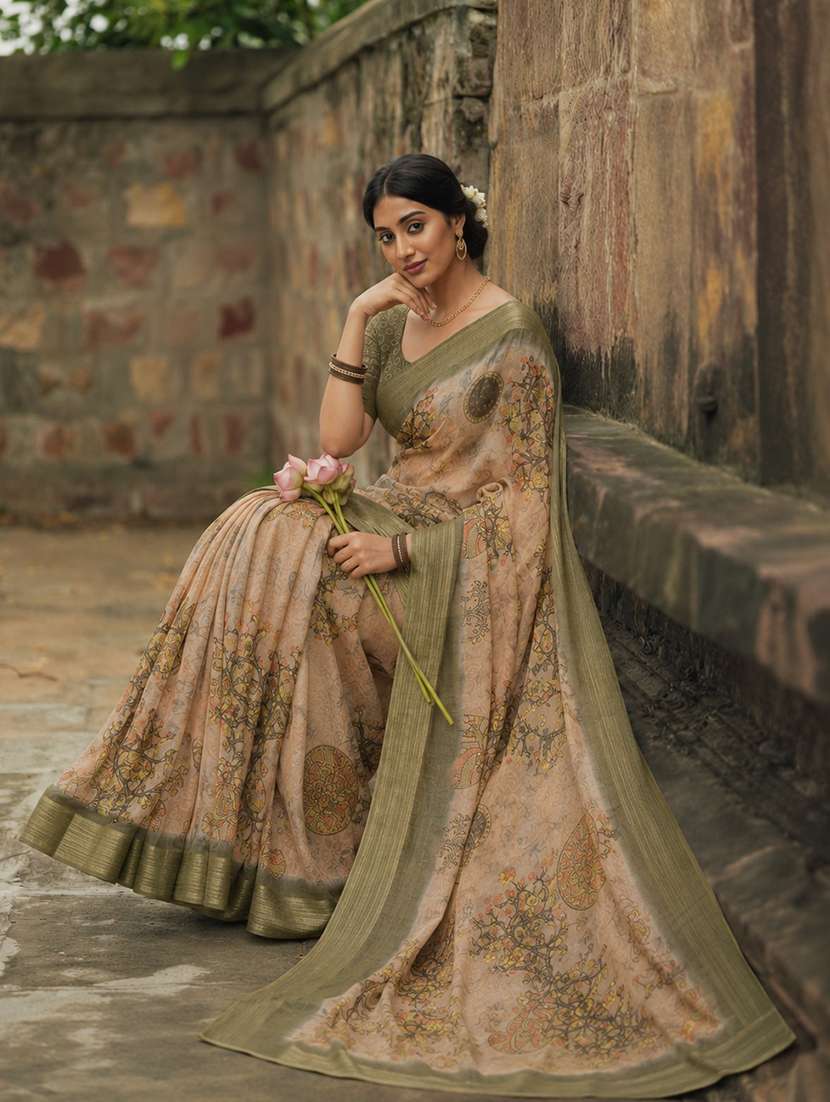 women printed casual wear saree with blouse - 22590008 -  Standard Image - 4