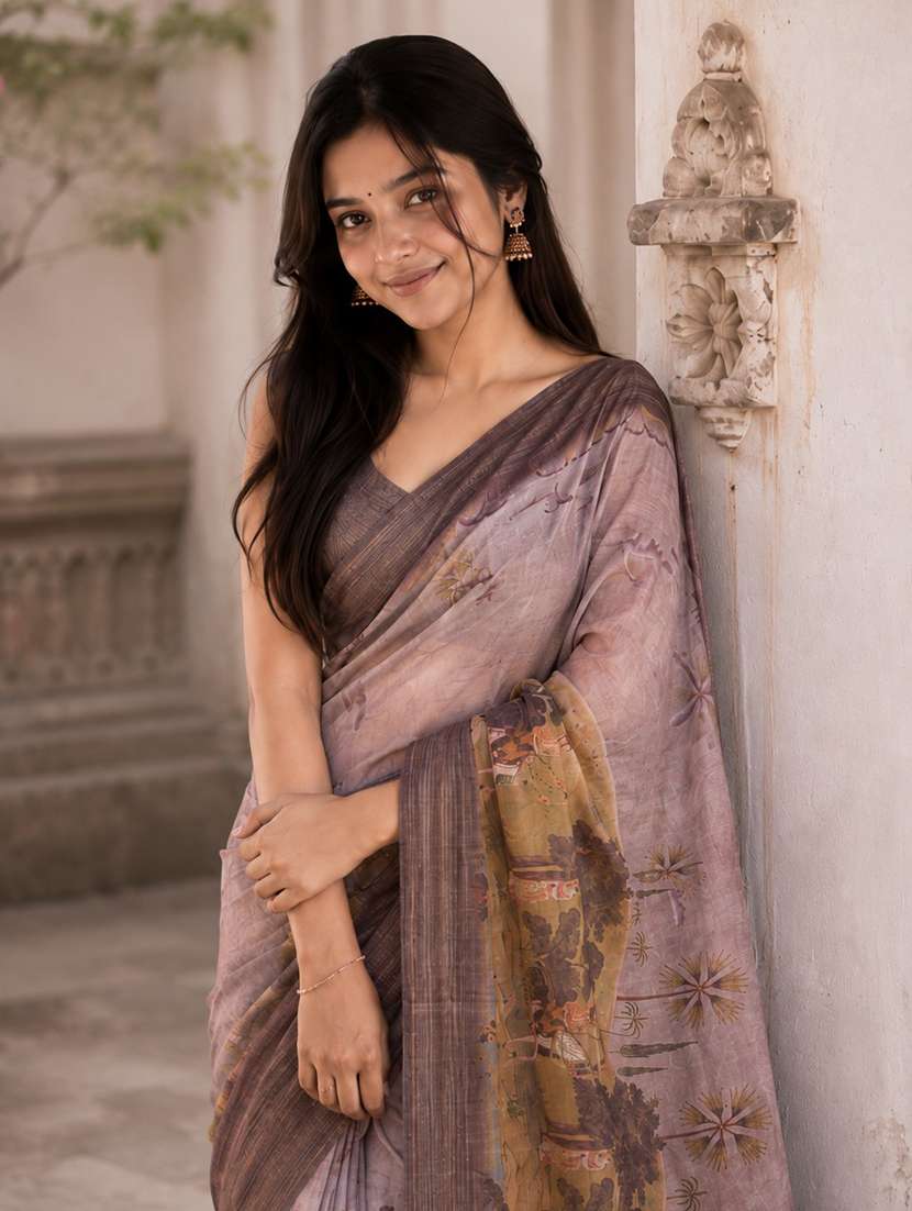 women printed casual wear saree with blouse - 22590033 -  Standard Image - 1