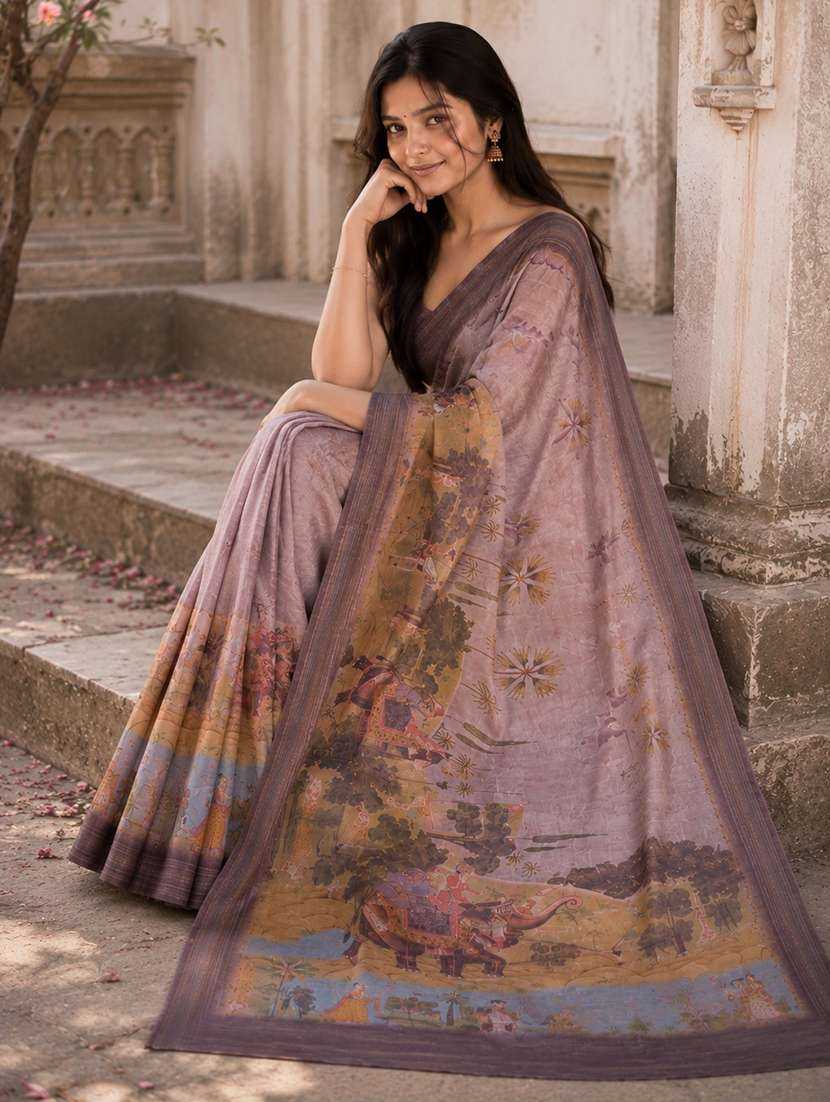 women printed casual wear saree with blouse - 22590033 -  Standard Image - 4