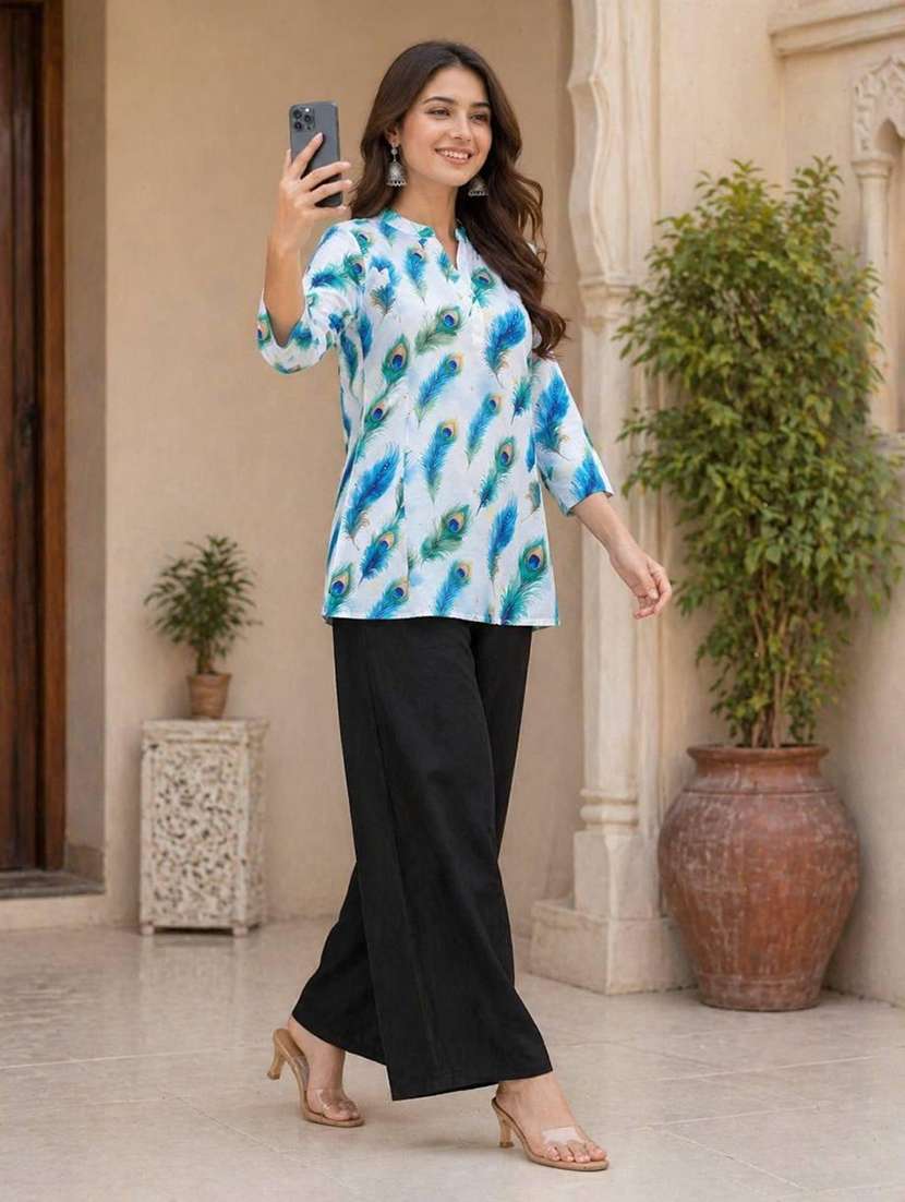 Women Printed Three Quarter Sleeve Ethnic Co-ord Set - 22590096 -  Standard Image - 1