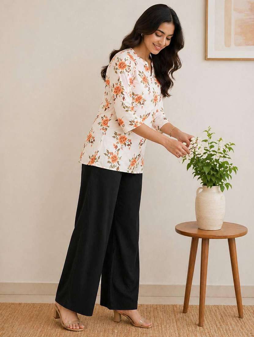 Women Printed Three Quarter Sleeve Ethnic Co-ord Set - 22590101 -  Standard Image - 1