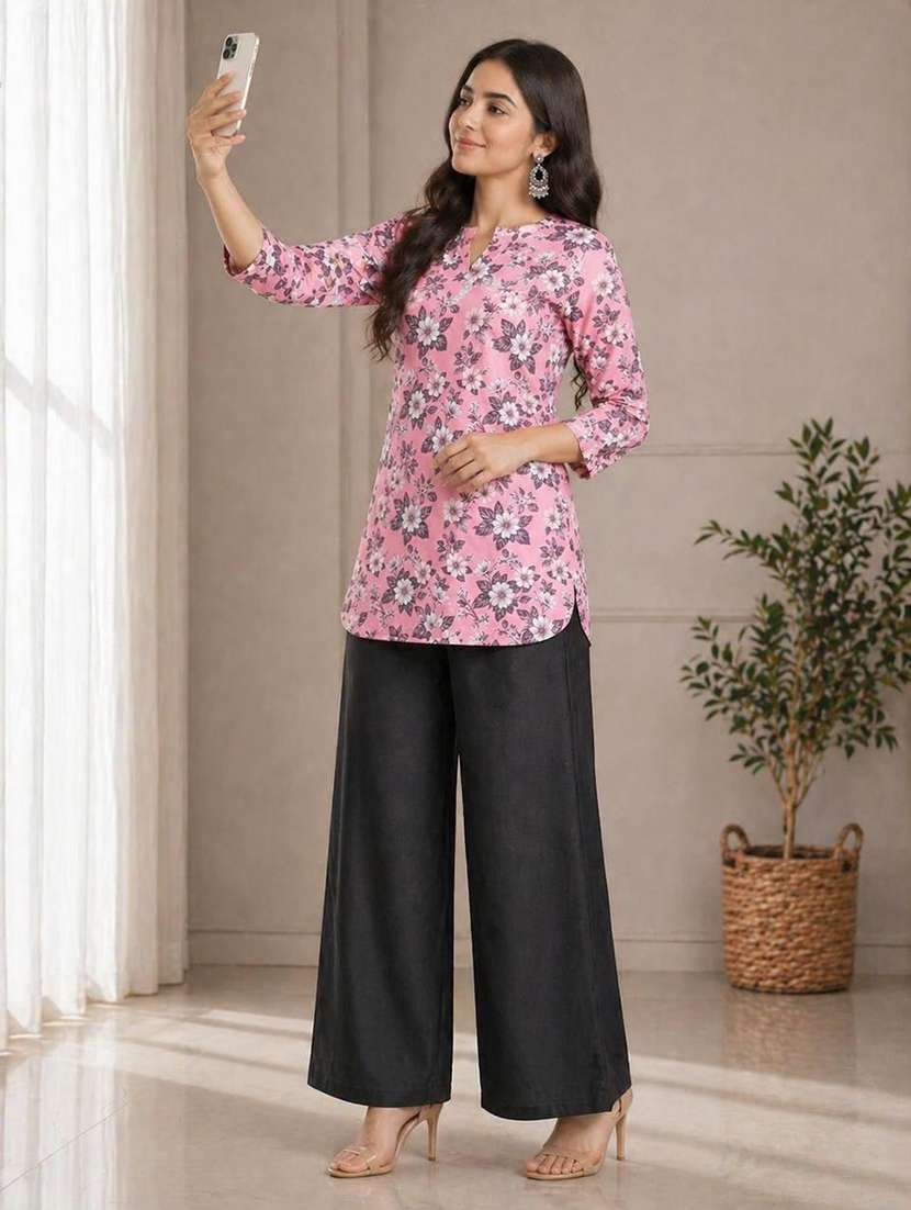 Women Printed Three Quarter Sleeve Ethnic Co-ord Set - 22590106 -  Standard Image - 1