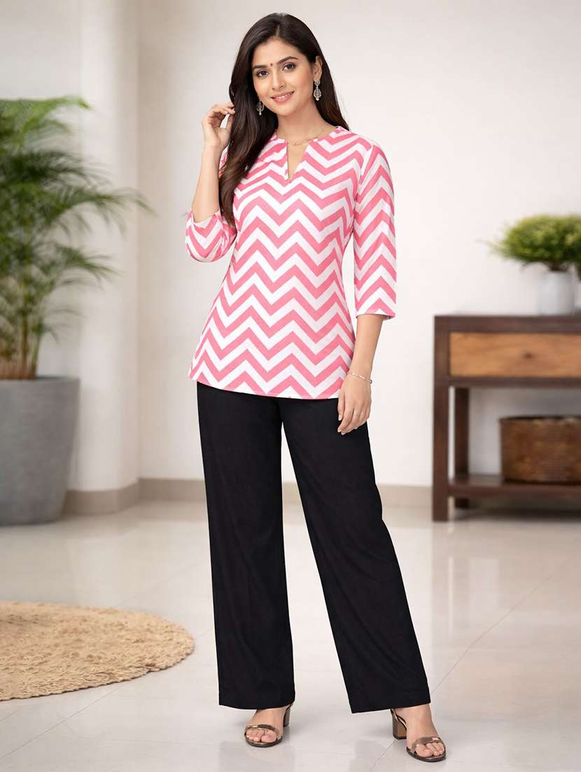 women printed three quarter sleeve ethnic co-ord set - 22590108 -  Standard Image - 1