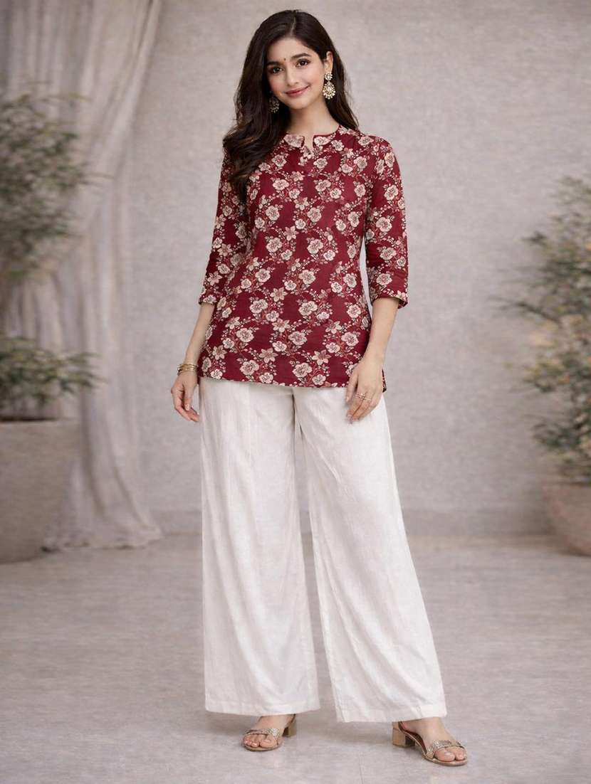 women printed three quarter sleeve ethnic co-ord set - 22590133 -  Standard Image - 1