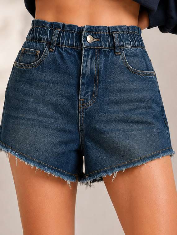 women washed high rise denim shorts - 22590161 -  Standard Image - 1