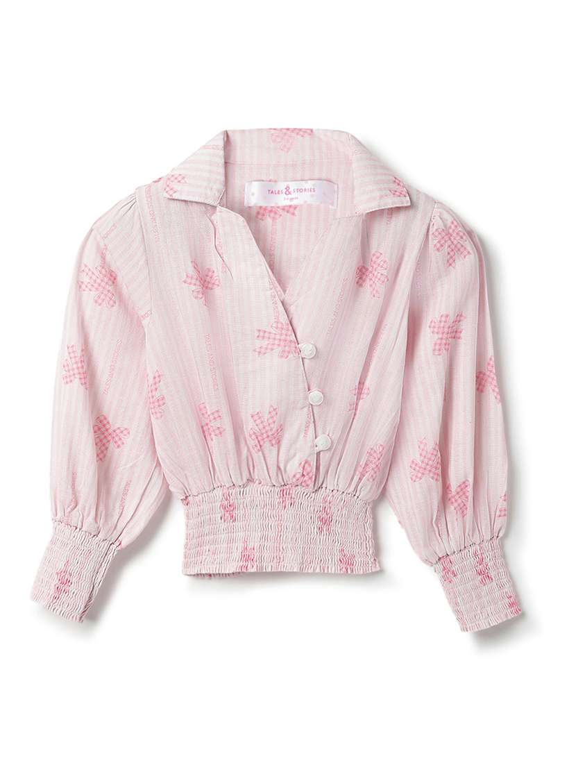 Girls Printed Long Sleeves Crop Top - 22590193 -  Standard Image - 1