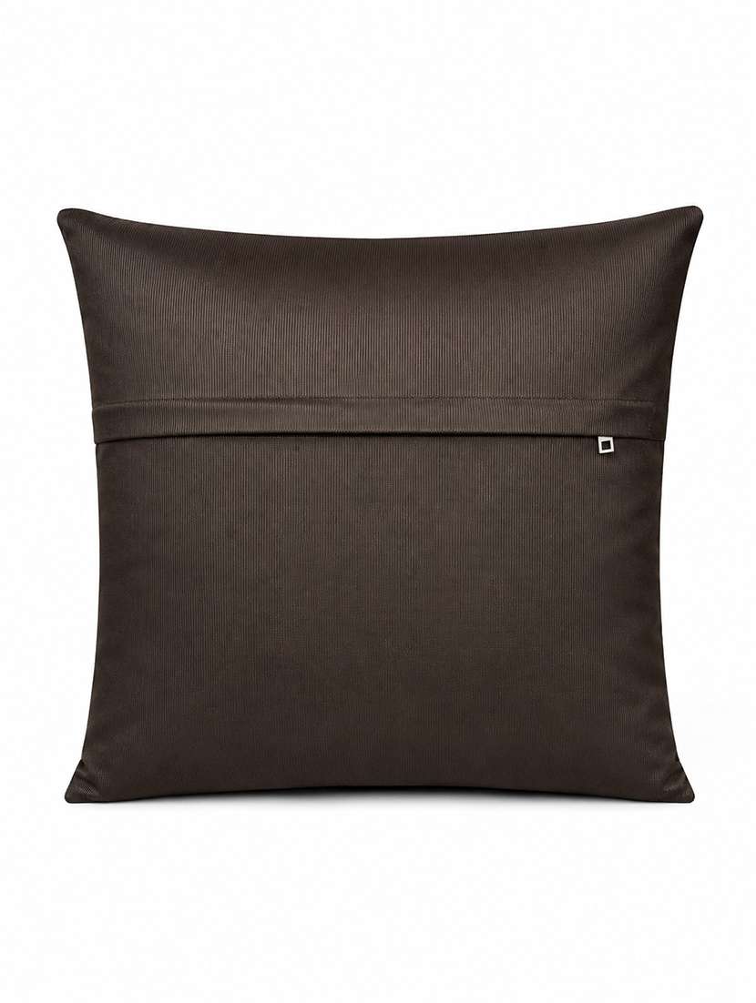 Set Of 2 Decorative Throw Pillow Cover, Brown With Damask Pattern, Silver Medallion Print 16x16 Inh - 22590196 -  Standard Image - 4