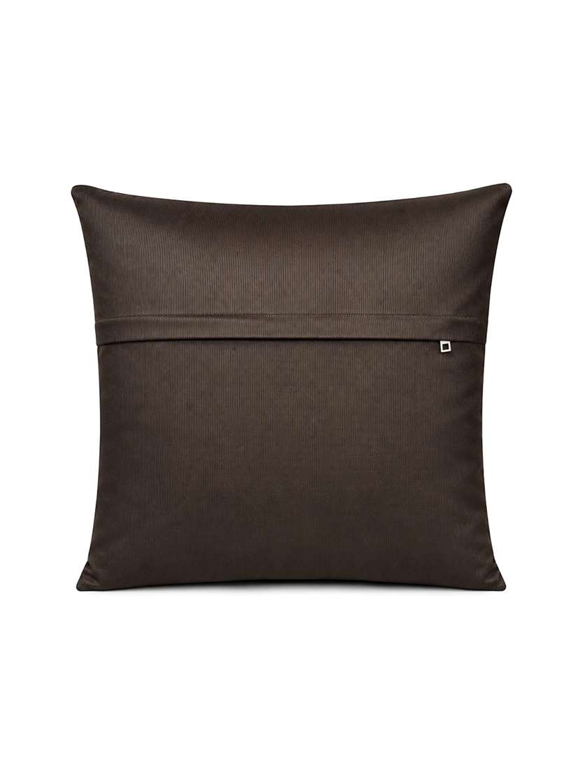 set of 2 decorative throw pillow cover, brown with gold geometric pattern, modern design 16x16inh - 22590200 -  Standard Image - 4
