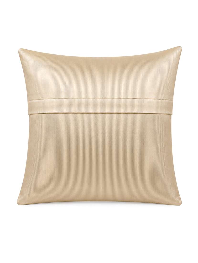 set of 2 decorative throw pillow cover, floral embossed pattern, champagne gold, satin finish 16x16 inh - 22590202 -  Standard Image - 4
