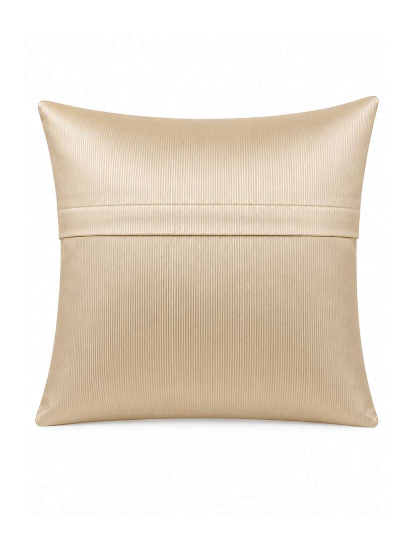 Set Of 5 Decorative Throw Pillow Cover, Floral Embossed Pattern, Champagne Gold, Satin Finish 16x16 Inh - 22590214 -  Standard Image - 4