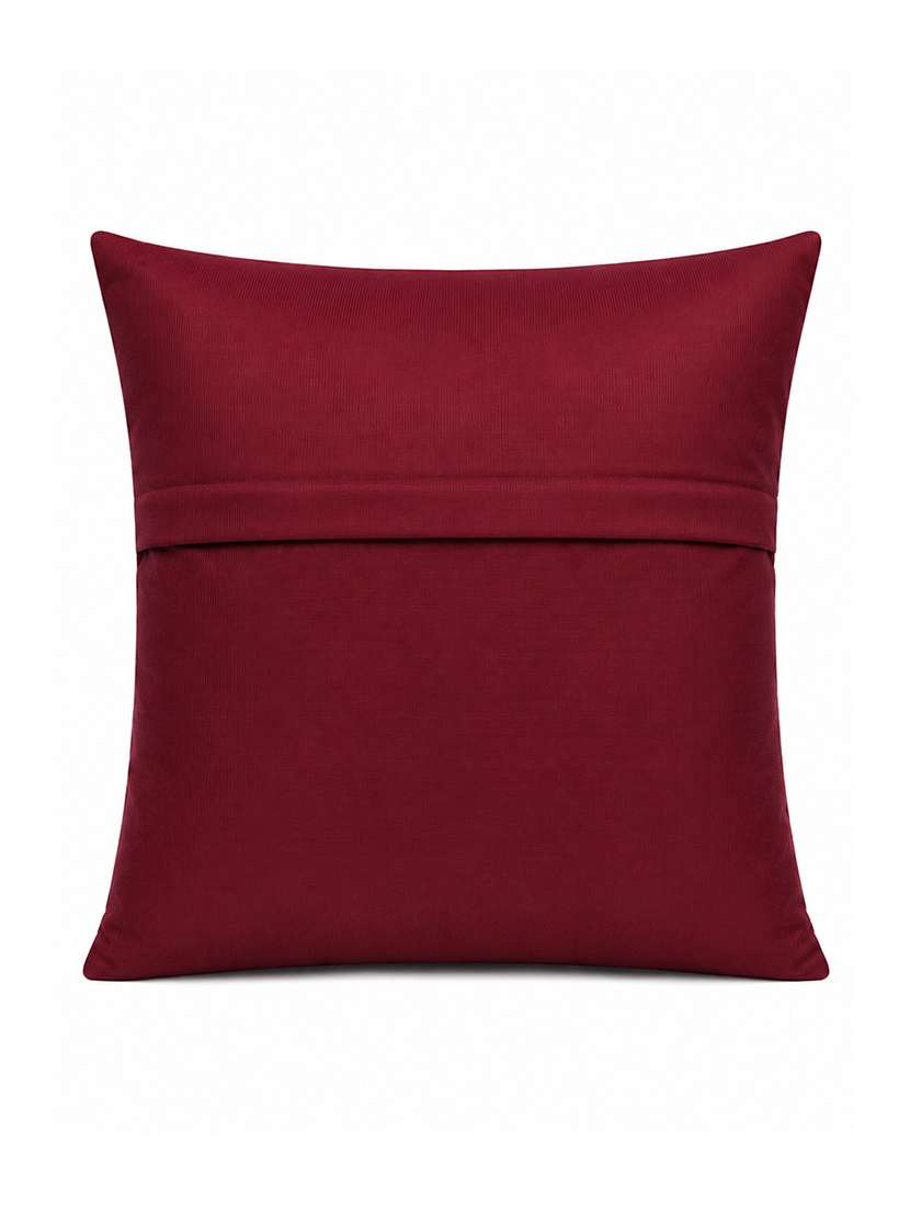 set of 2 quilted velvet decorative throw pillow cover, burgundy, diamond pattern 16x16inh - 22590220 -  Standard Image - 4