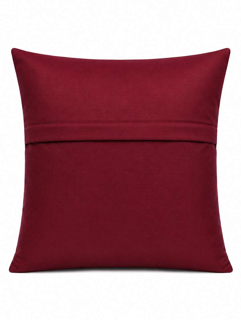 set of 5 quilted velvet decorative throw pillow cover, burgundy, diamond pattern 16x16inh - 22590221 -  Standard Image - 4