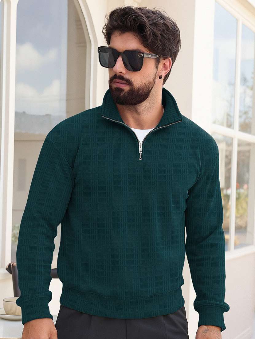 Men Self Design Long Sleeve Regular Fit T-shirt - 22590234 -  Standard Image - 1