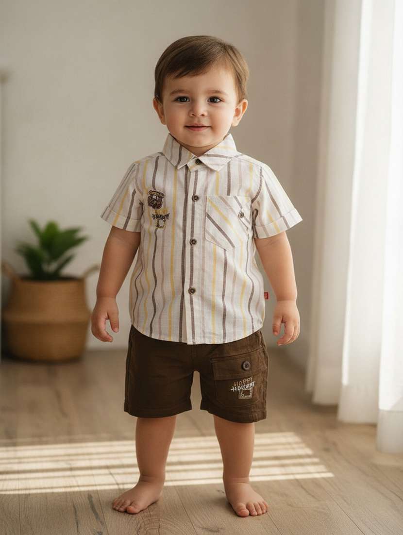boys printed short sleeves shirt and shorts set