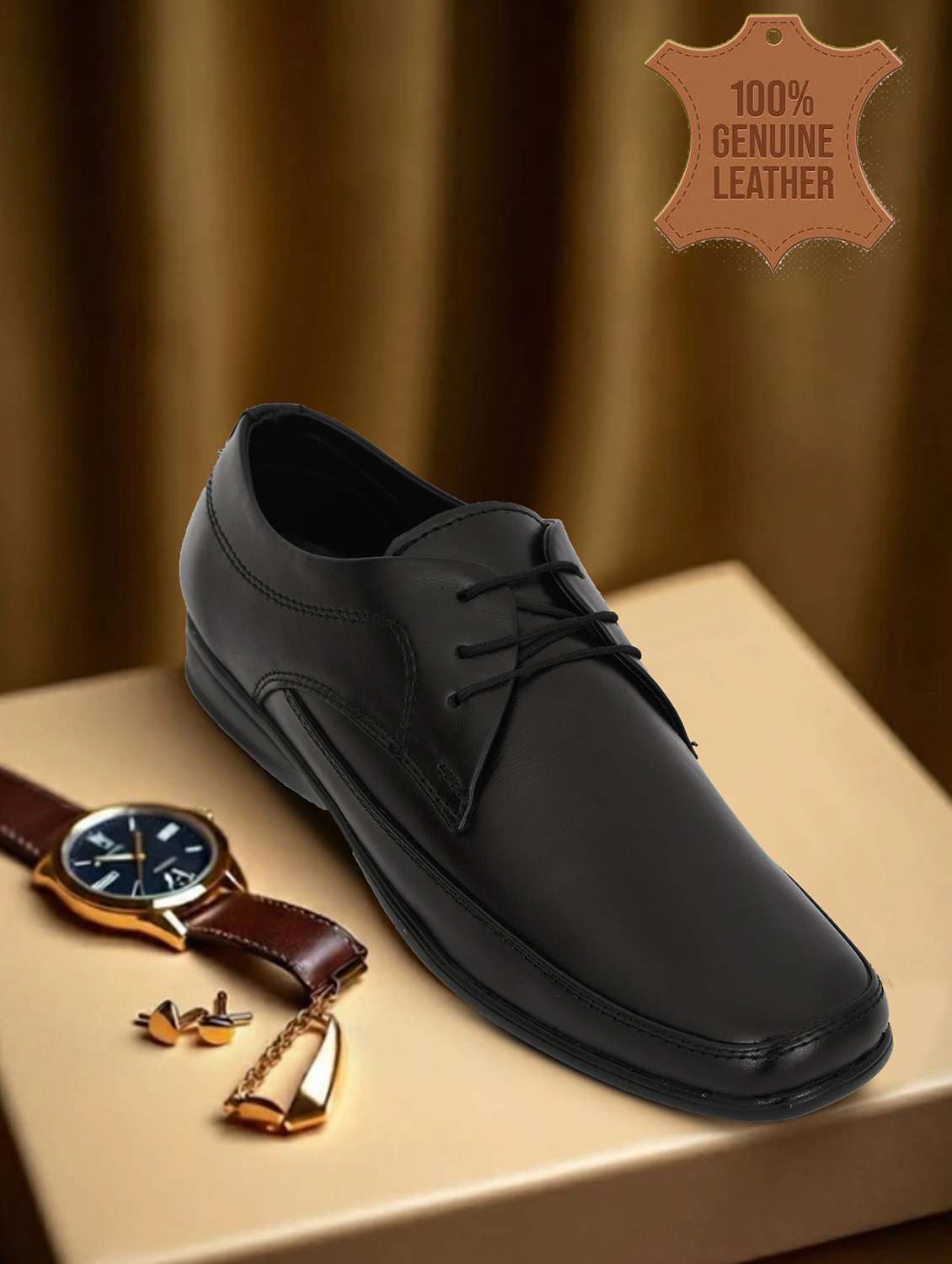 men solid lace up derby shoes - 22590327 -  Standard Image - 1