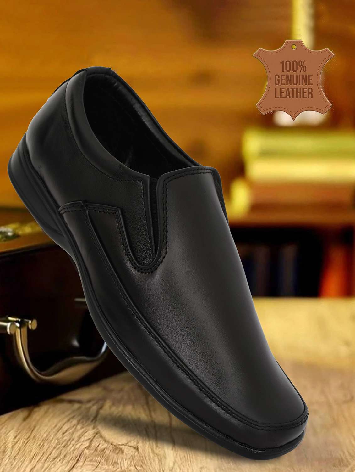 men solid slip on derby shoes - 22590328 -  Standard Image - 1