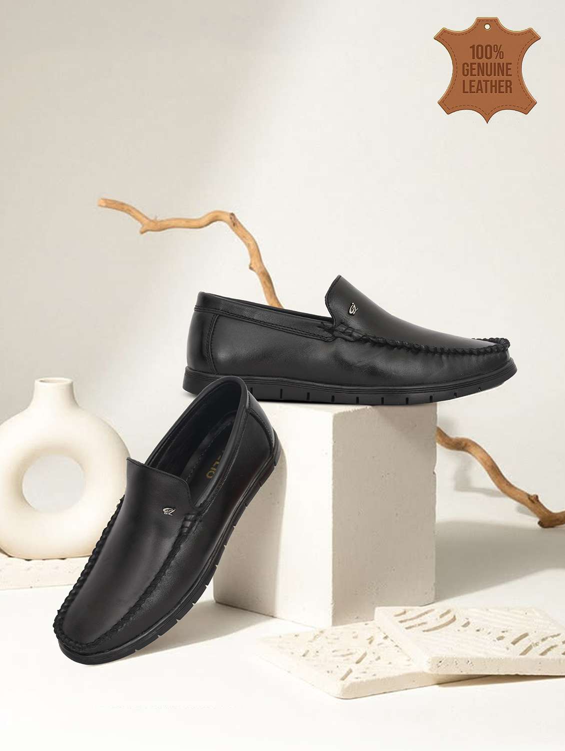 Men Solid Slip On Loafers - 22590330 -  Standard Image - 1