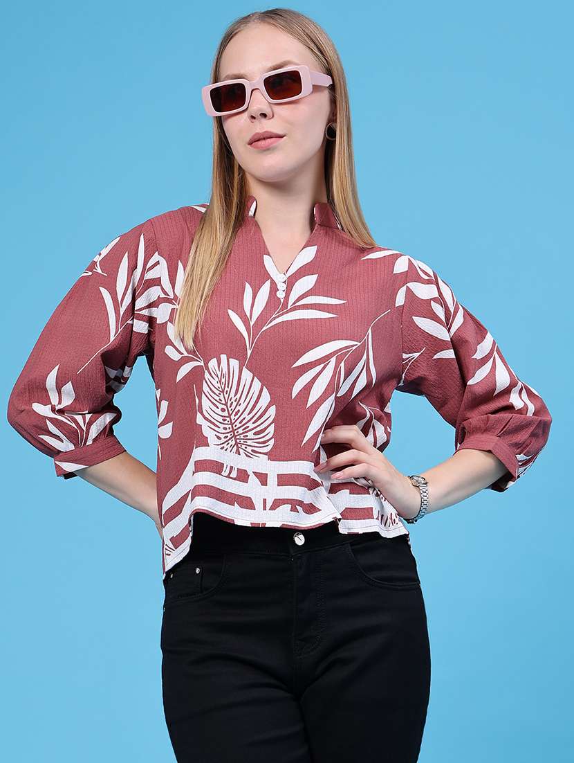 women printed three quarter sleeves regular fit