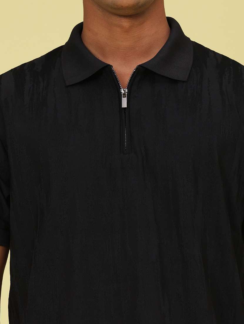 Men Self Design Short Sleeve Regular Fit Polo T-shirt - 22591368 -  Standard Image - 1